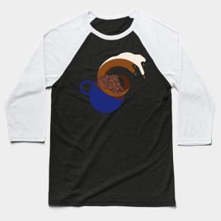 Coffee. The Little Great Wave of Coffee. Indigo Cup Graphic Baseball T-Shirt